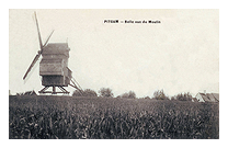 Carte postale moulin  vent de Pitgam - Nord  - France
