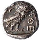Monnaie Grecque circulant  Athene, tetradrachm  400 Avant JC 